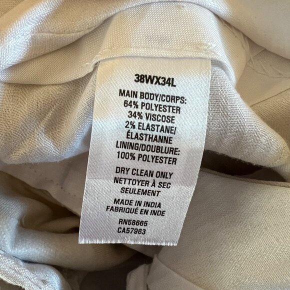 Nordstrom Rack Mens Beige Extra Trim Fit Dress Pants Size 38WX34L NWOT - Picture 8 of 10